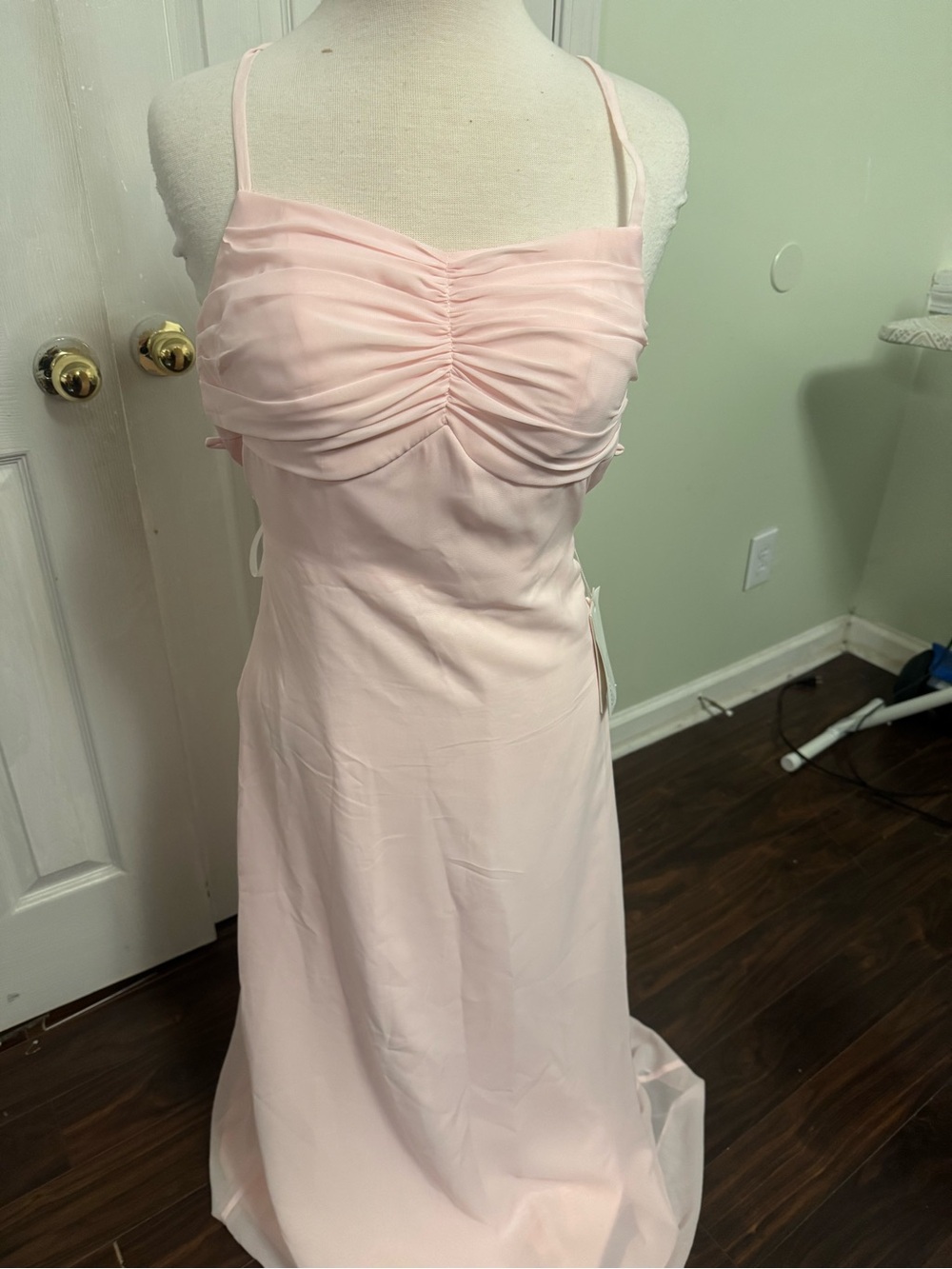 Elegant Light Pink Spaghetti-Strap Dress